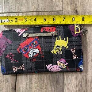 ❤️ Betsy Johnson dog pug wallet clutch Euc pink black